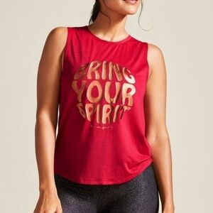 Spiritual Gangster "Bring Your Spirit" Tank Top in Red & Gold Women's Size M